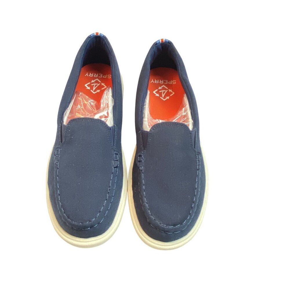 Sperry Blue Canvas Slip-On Loafers Size 8M With Striped Heel Boat Shoes - Picture 5 of 11